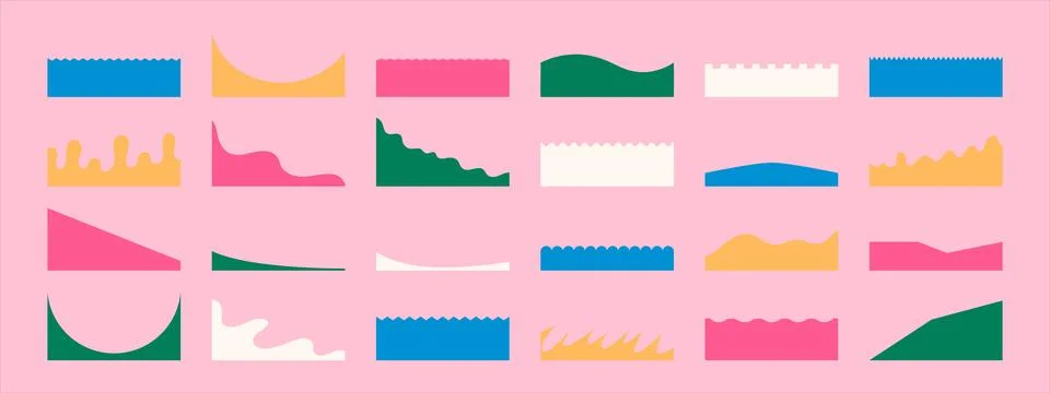 Web page divider shapes set with drops, waves, organic and geometric shapes.  Stock Illustration