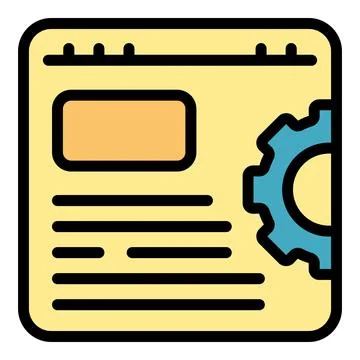 Web page gear icon vector flat Stock Illustration
