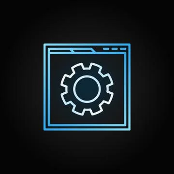 Web page with gear linear icon. Vector site optimization sign Stock Illustration