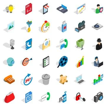 Web page icons set, isometric style Stock Illustration