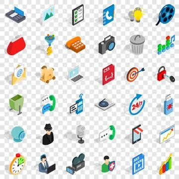 Web page icons set, isometric style Stock Illustration