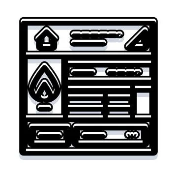 Web page interface layout with outline icons Illustrazione stock