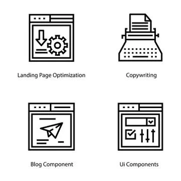 Web Page Interface Line Icons Stock Illustration