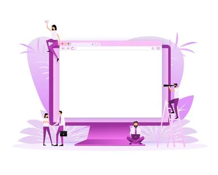 Web page laptop. Landing page. Web window screen mockup. 스톡 일러스트