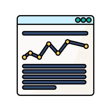 Web page line chart graph interface outline icon Stock Illustration