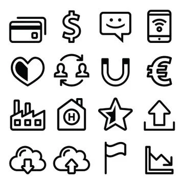 Web page menu navigation line icons set - shopping, internet, app Stock Illustration