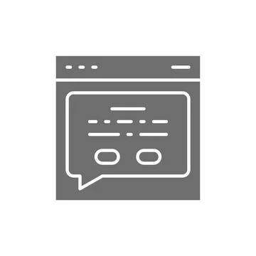 Web page with a message, feedback grey icon. Stock Illustration