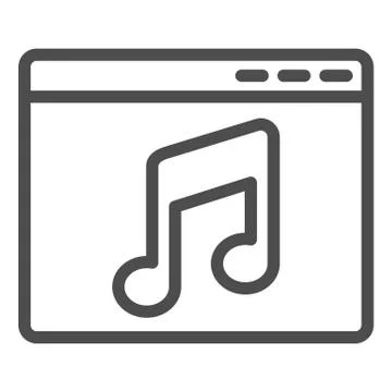 Web page with musical note line icon, Sound design concept, musical website sign Stock Illustration