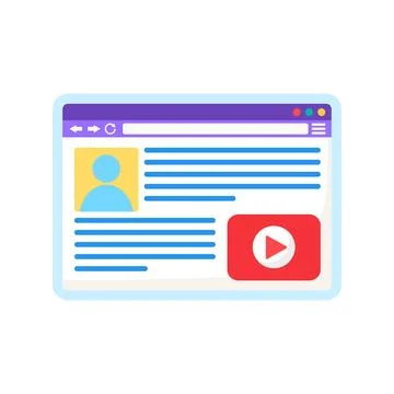 Web page online video player interface flat icon Ilustración de archivo