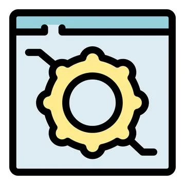 Web page optimization with gear setting representing development and config.. Illustrazione stock