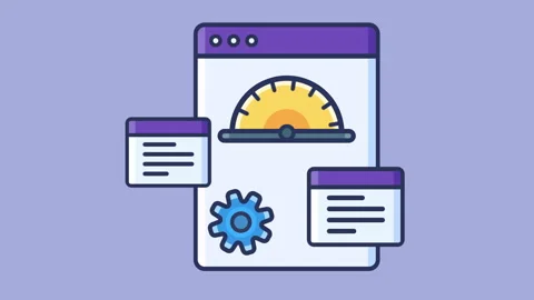 Web Page Optimization Icon 2d Animation with Alpha Matte Stock Footage 347365999