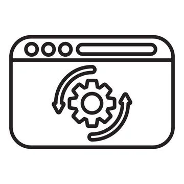 Web page optimization with rotating gear and circular arrows Illustrazione stock