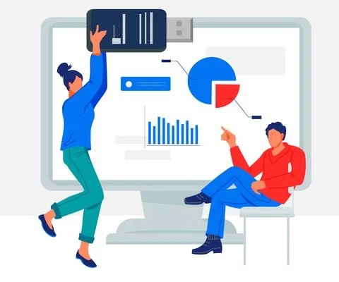 Web page optimization. Website analysis for SEO, flat vector illustration iso Stock-Illustration