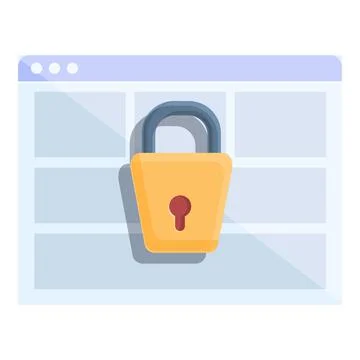 Web page password protection icon, cartoon style Stock Illustration