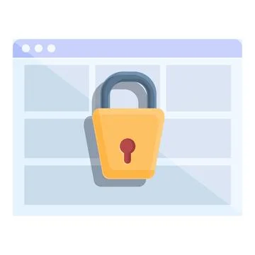 Web page password protection icon, cartoon style Stock Illustration