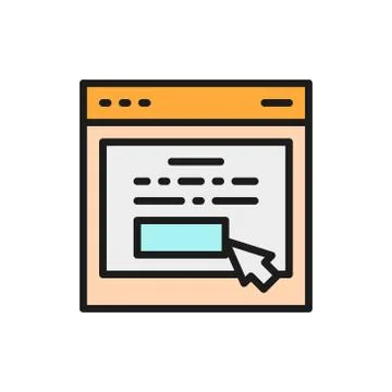 Web page with personal account flat color icon. Stock Illustration