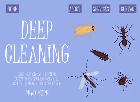 Web page for pest control and insects extermination flat vector illustration. Stock Illustration