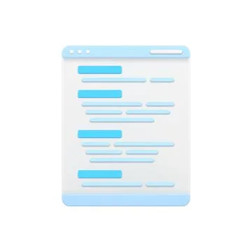 Web page with program code 3d icon. Software coding and development Stock Illustration