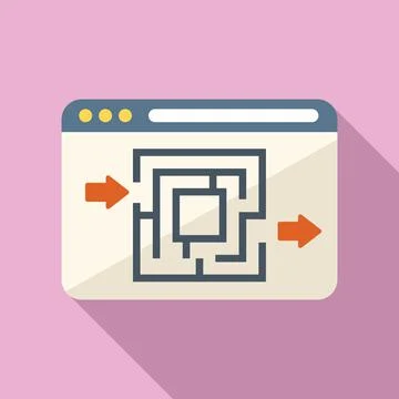 Web page search icon flat vector. Creative problem 스톡 일러스트