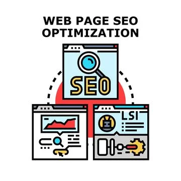 Web page seo optimization concept for digital marketing 库存插图