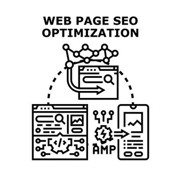 Web page seo optimization digital marketing concept 库存插图