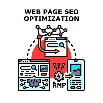 Web page seo optimization digital marketing concept 库存插图