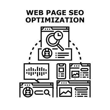 Web page seo optimization searching process 스톡 일러스트