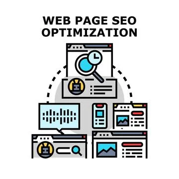 Web page seo optimization searching process 库存插图