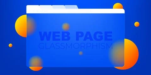 Web page shape glassmorphism style vector template. Browser page background. Stock Illustration