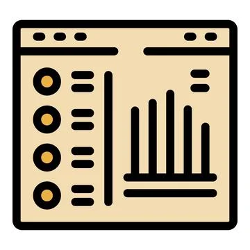Web page showing bar chart and data analysis results Stock Illustration