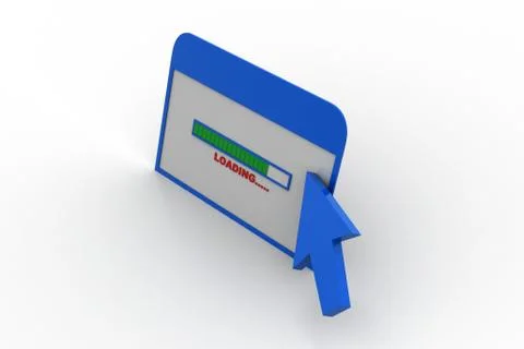 Web page showing loading screen with arrow pointer Free Stock Illustration