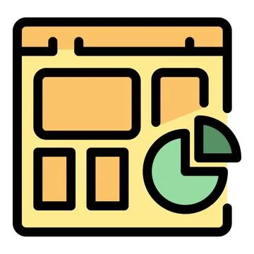 Web page showing pie chart and layout elements for data visualization Stock Illustration