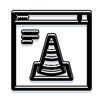 Web page showing under construction traffic cone 스톡 일러스트
