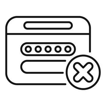Web page showing wrong password icon in line style Stock Illustration