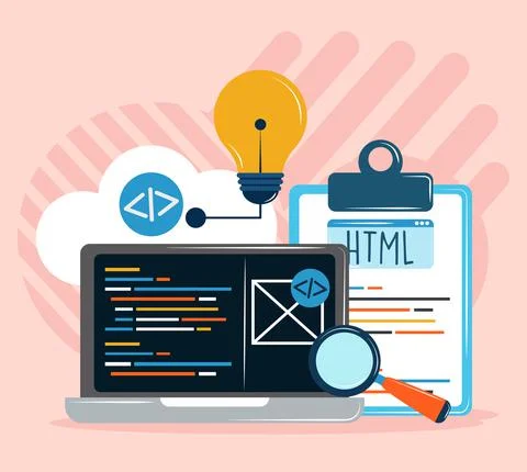 Web page of software development 스톡 일러스트