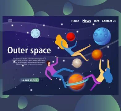 Web page templates for outer space. website and mobile landing page Stock Illustration
