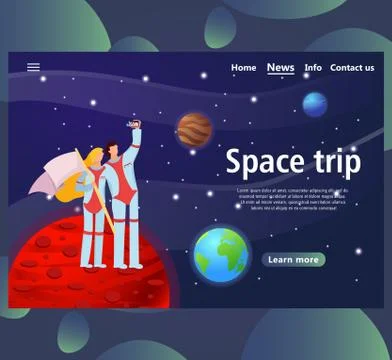 Web page templates for space trip design. website and mobile landing page Stock Illustration