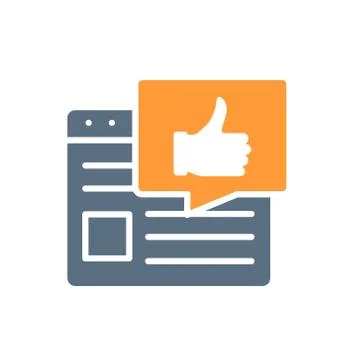 Web page with thumb up colored icon. Best advertising, feedback, rating symbol Stock Illustration