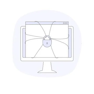 Web page under block, website with lock, secure concept, safety, web site Ilustração Stock