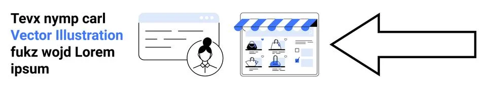 Web page with user interface elements, profile icon, online storefront with p Stock Illustration