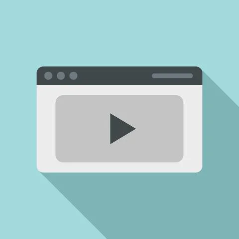 Web page video icon, flat style Stock Illustration
