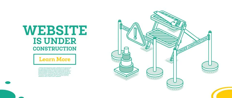 Web page of website under construction. Isometric outline concept. Ladder, .. Stock Illustration