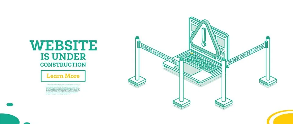 Web page of website under construction. Warning error. Isometric outline co.. Stock Illustration