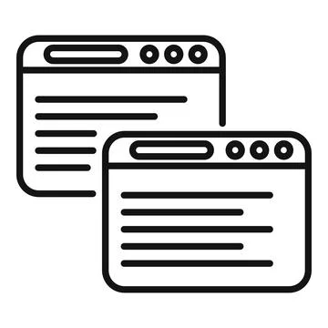 Web page windows showing text content for web design Illustrazione stock