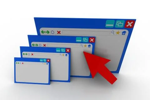 Web pages with arrow pointer 免费库存插图