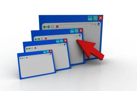 Web pages with arrow pointer Grats Stockgrafik
