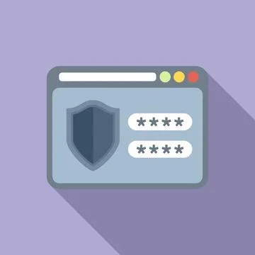 Web password protection icon flat vector. Personal account 스톡 일러스트