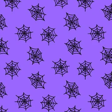 Web patern on a purple background. Halloween pattern. Ilustración de archivo