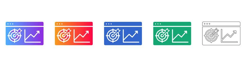 Web Performance and Target Icons Stockillustratie