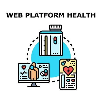 Web platform health managing online patient care Stock Illustration